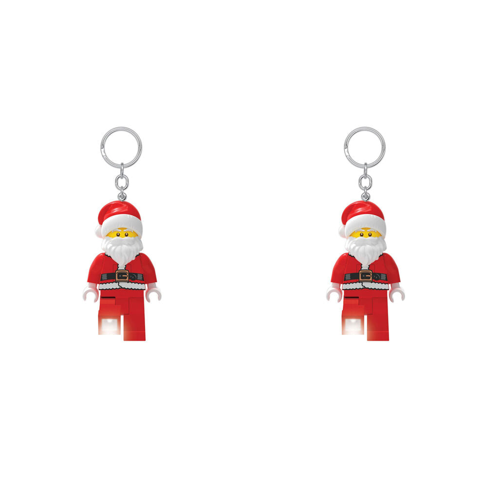 2PK Lego Minifigure Santa Keychain LED Light 4x12cm Kids - Red 6y+