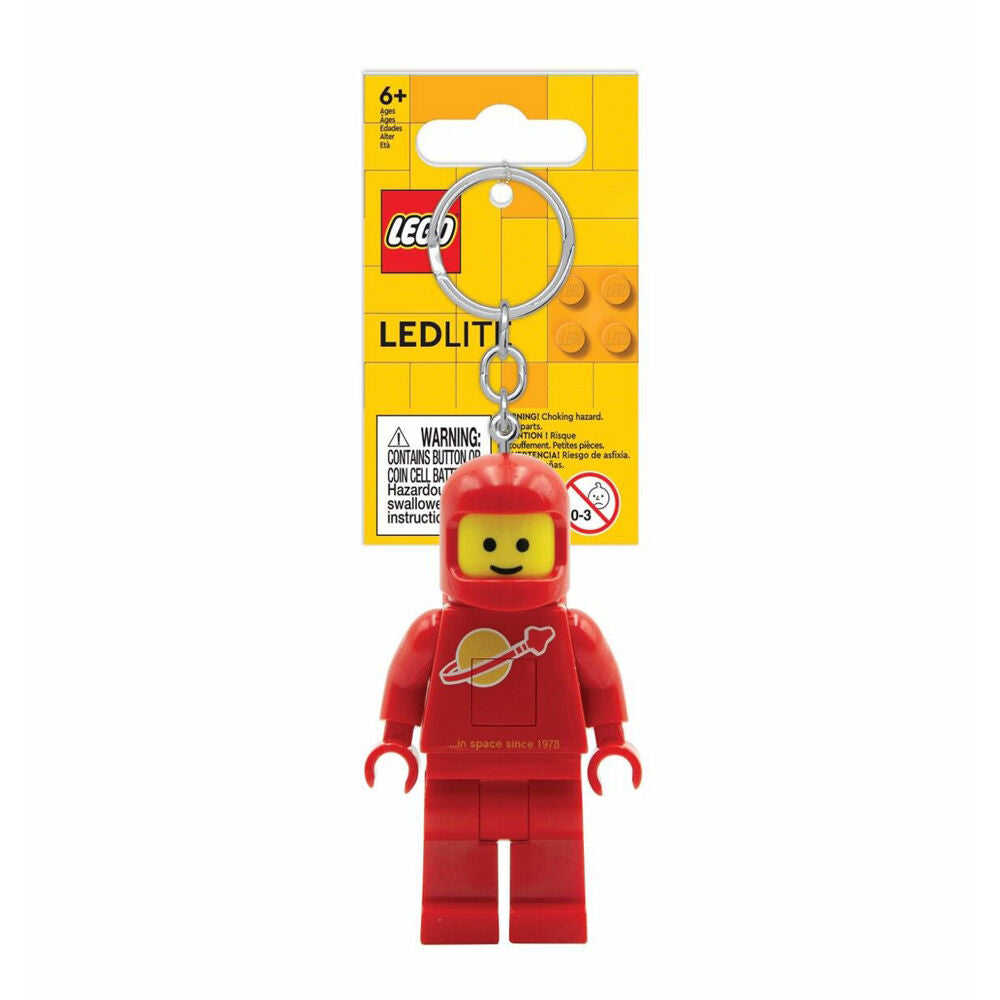 2PK Lego Minifigures Spaceman Keychain LED Light 4x8cm - Red 6y+