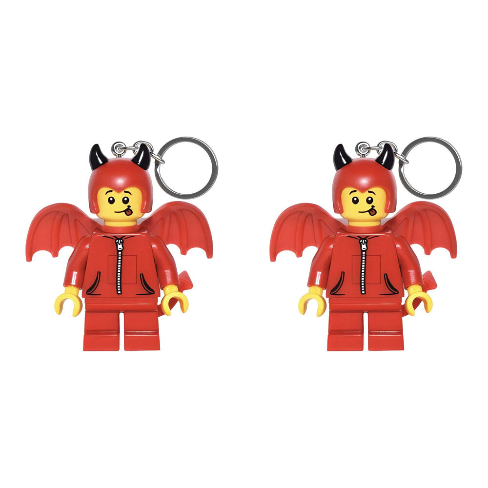 2PK Lego Minifigures Cute Little Devil Keychain LED Light 3.9x4cm - Red 6y+