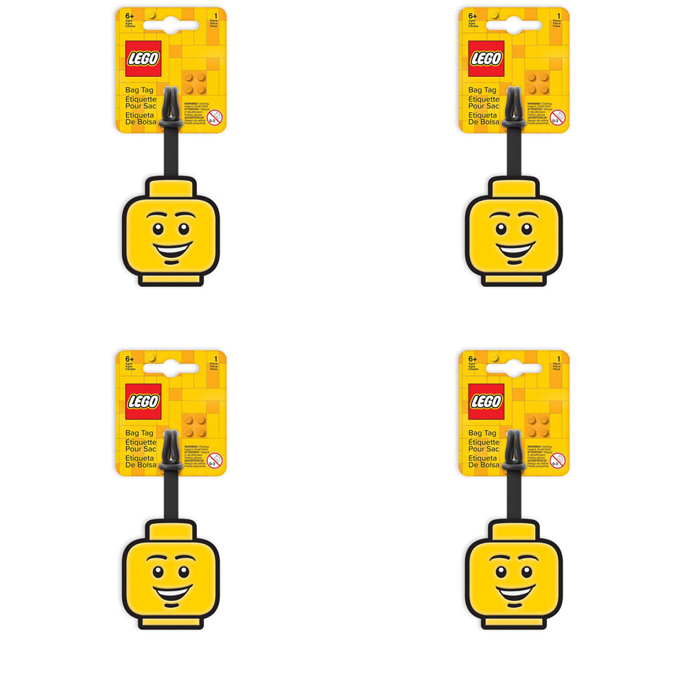 4PK Lego Minifigures Boy Face Luggage/Suitcase/Backpack Tag - Yellow 6y+
