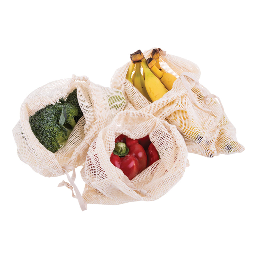 3x 3pc Appetito Cotton Net Produce Bags Home Kitchen Organiser Asst. Sizes