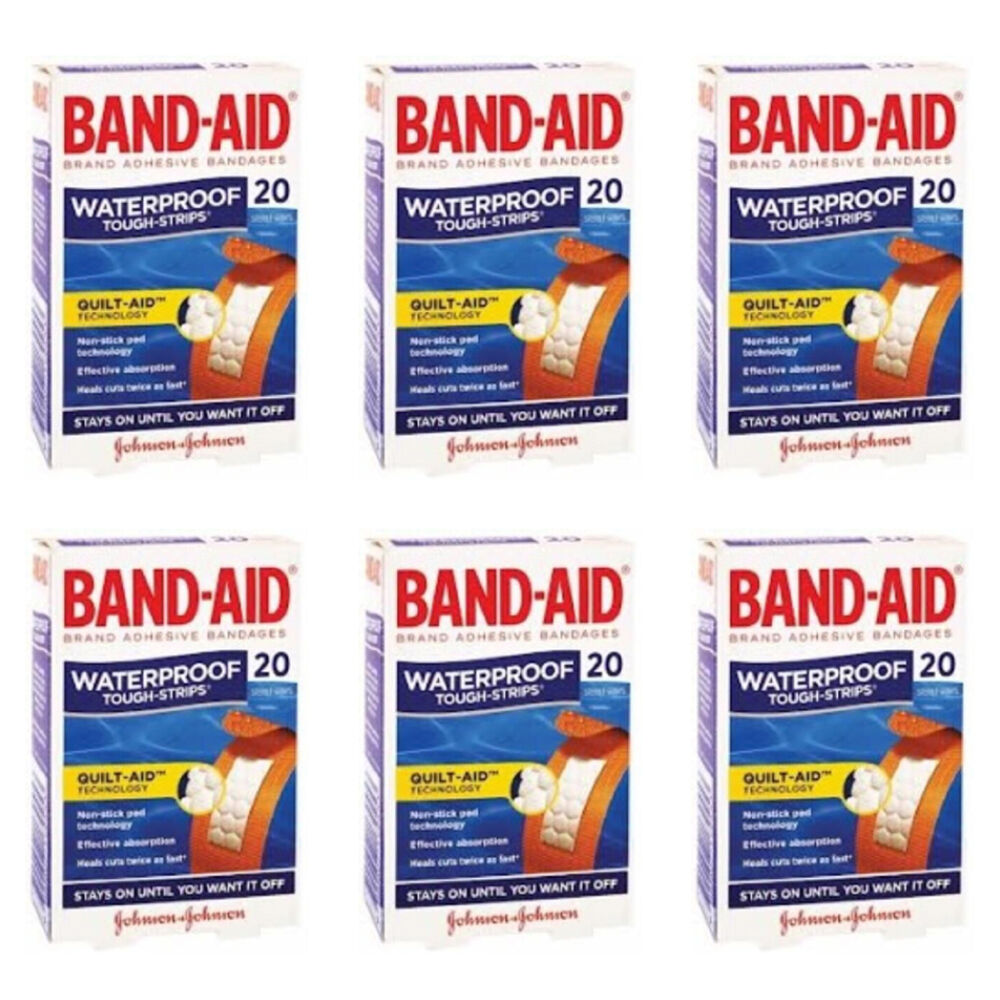 6x 20pc Band-Aid Tough-Strips Waterproof Adhesive Bandages Non-Stick Pad Tech