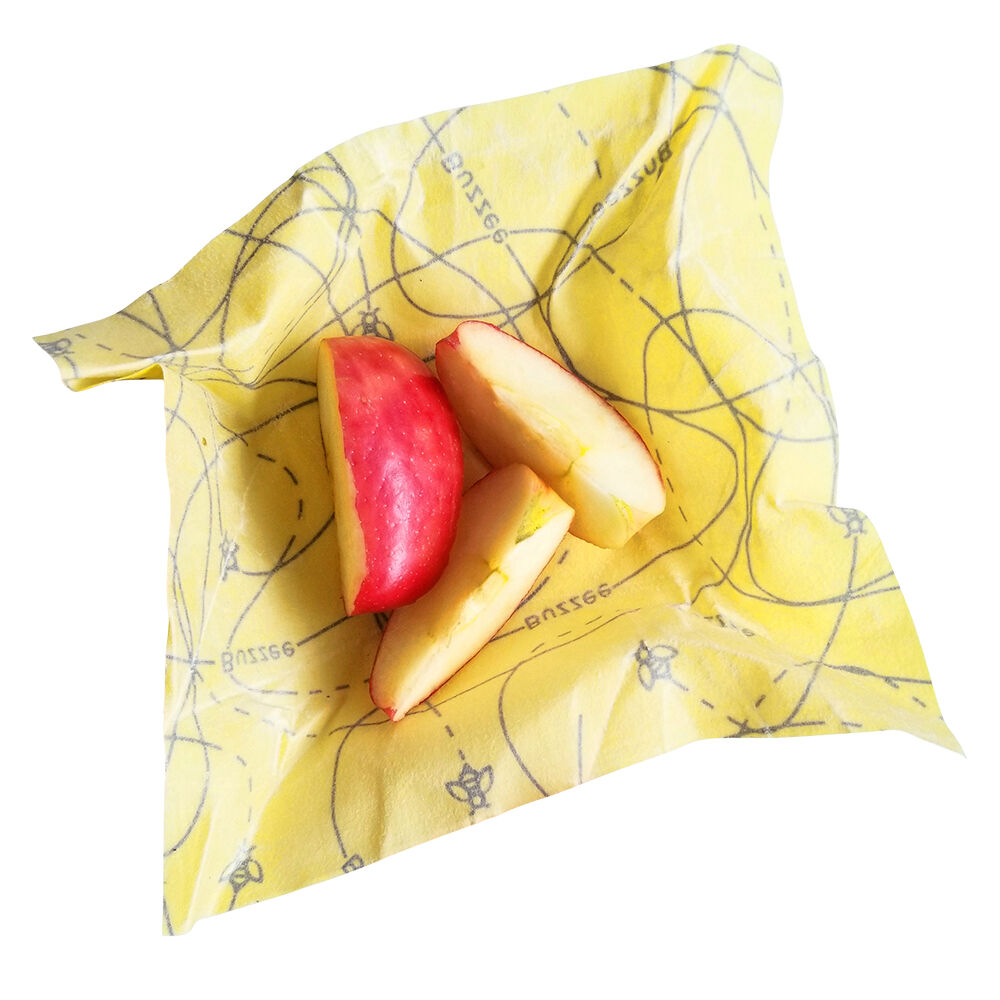 4pc Buzzee Organic Reusable Beeswax Wraps Washable Food Covers Busy Bees