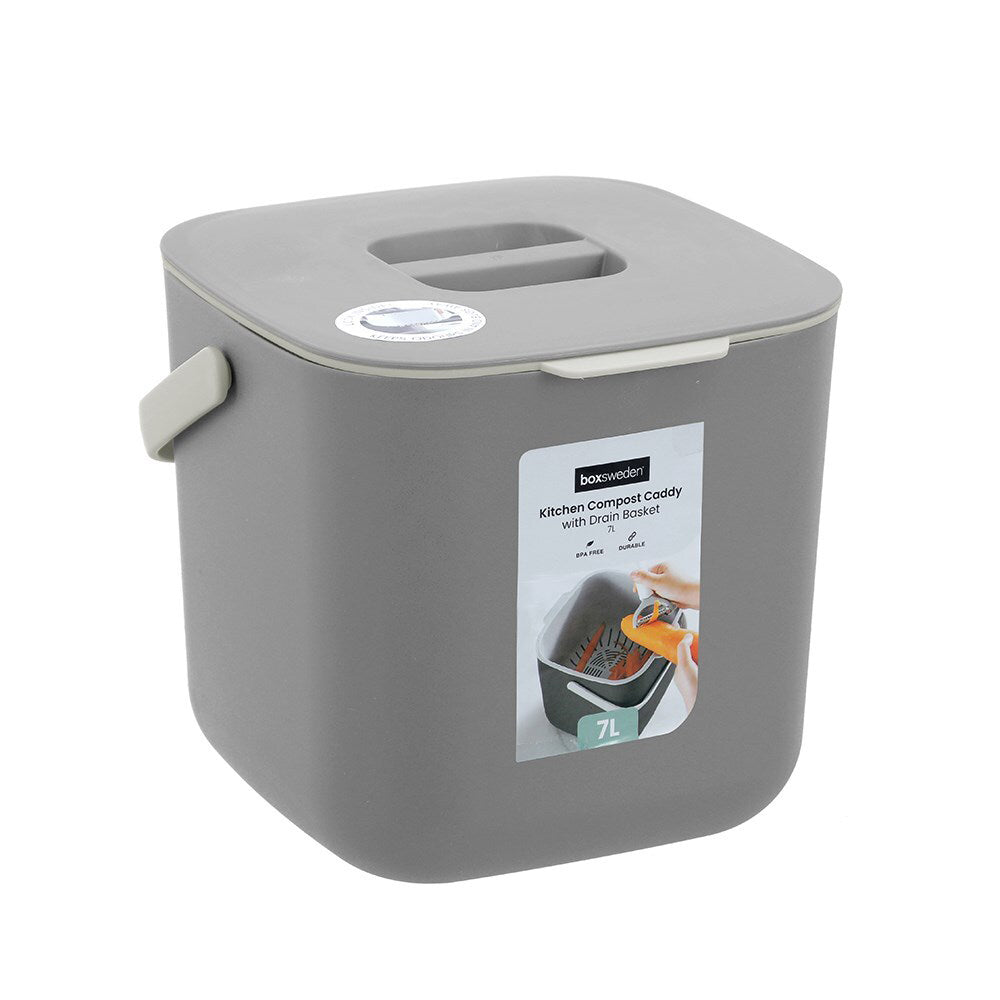 2PK Boxsweden Kitchen 7L Compost Bin w/ Strainer - Assorted