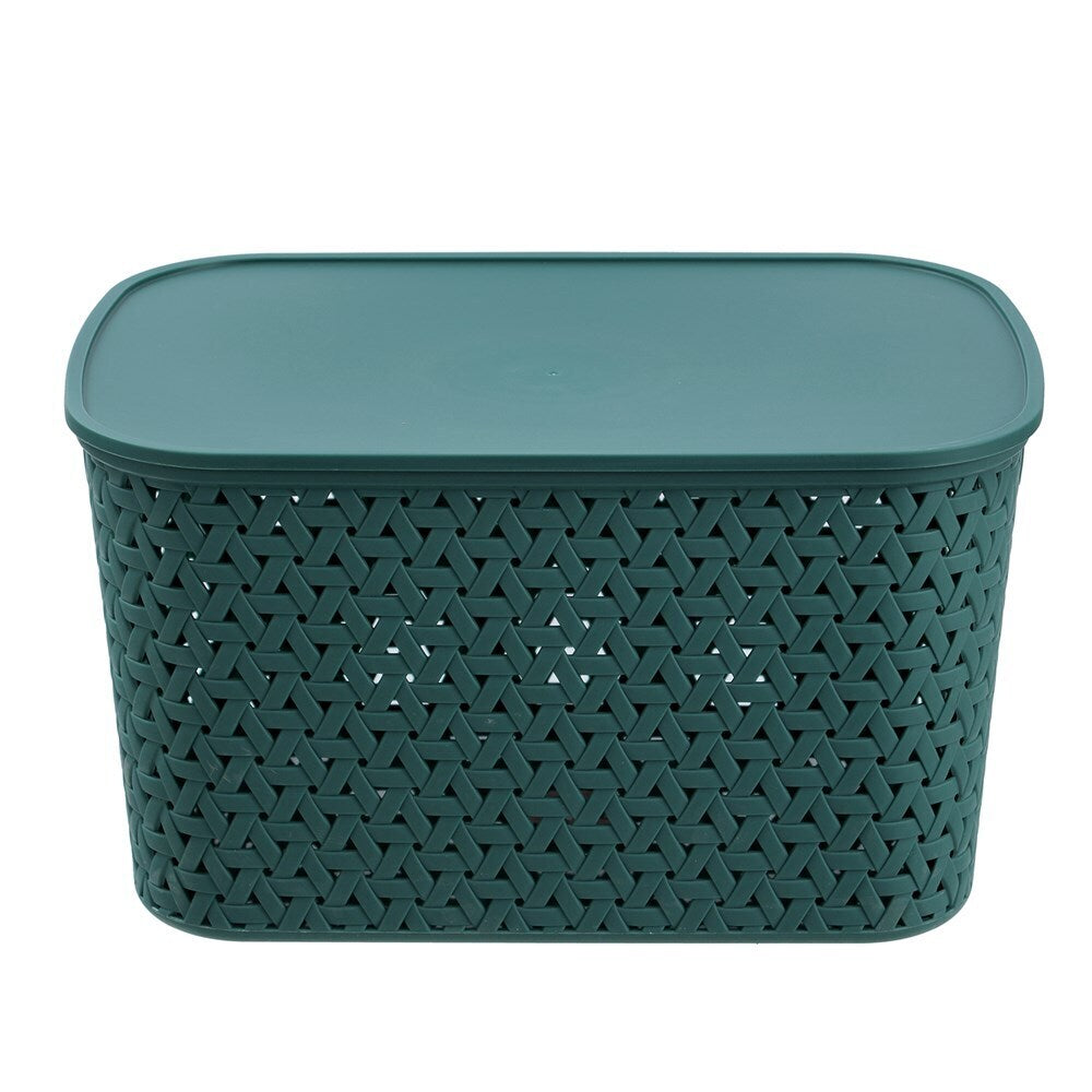 12PK Boxsweden Woven Rattan 26L/40cm Lidded Basket Storage - Assorted