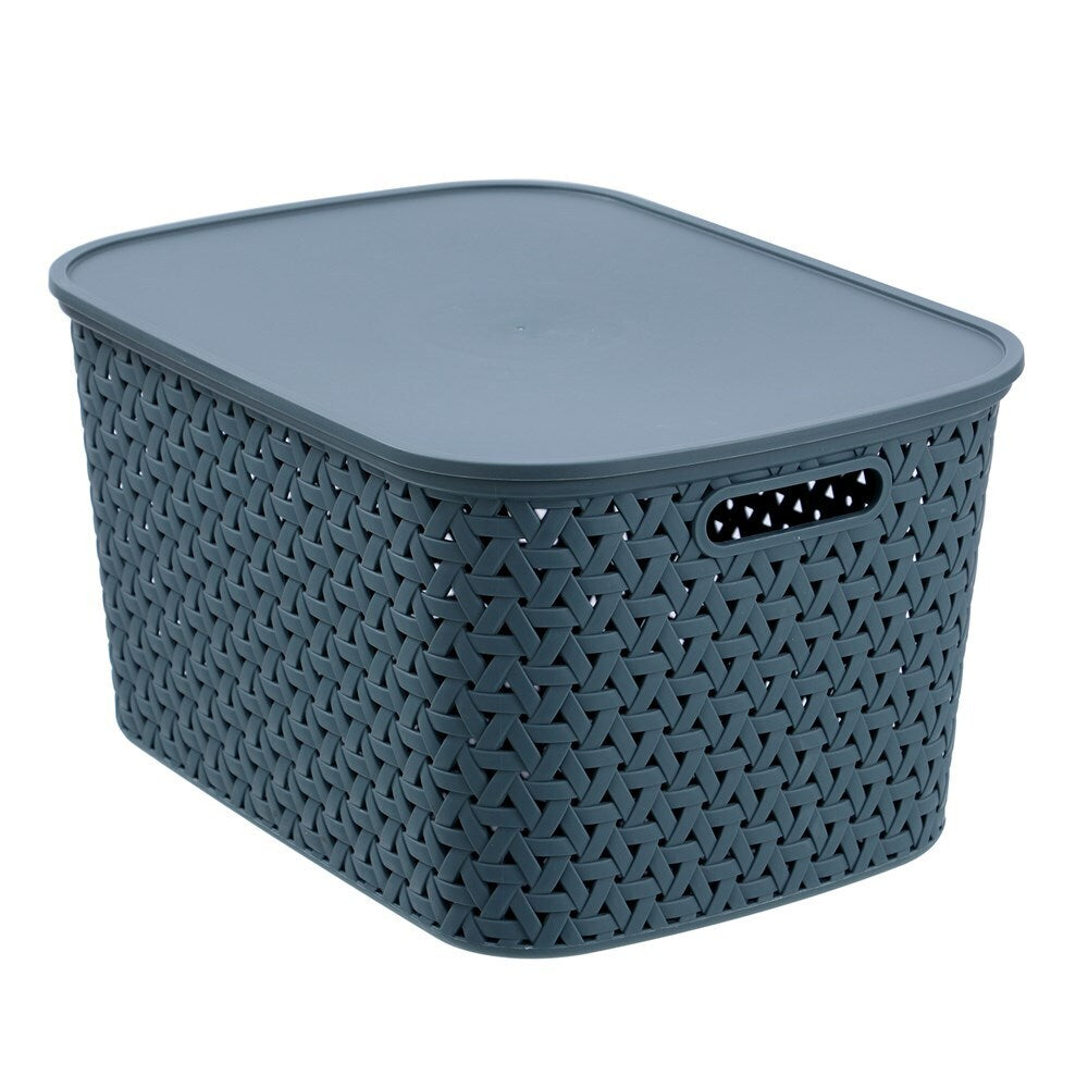 12PK Boxsweden Woven Rattan 26L/40cm Lidded Basket Storage - Assorted