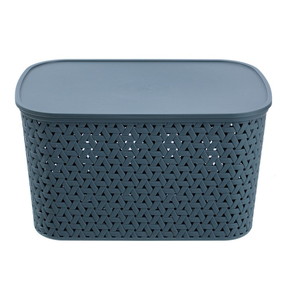 12PK Boxsweden Woven Rattan 26L/40cm Lidded Basket Storage - Assorted