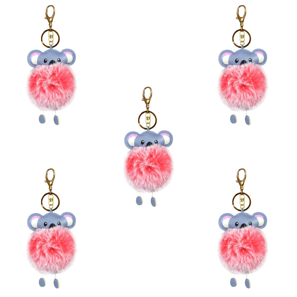 5PK Zookidz Koala Keychain Animal Plush Fluff Accessory Toy 9cm Pink 3+