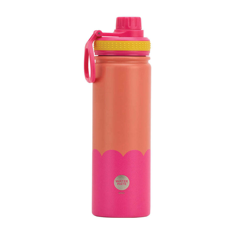 2PK Annabel Trends Watermate Wave 600ml Stainless Steel Bottle Orange Hot Pink