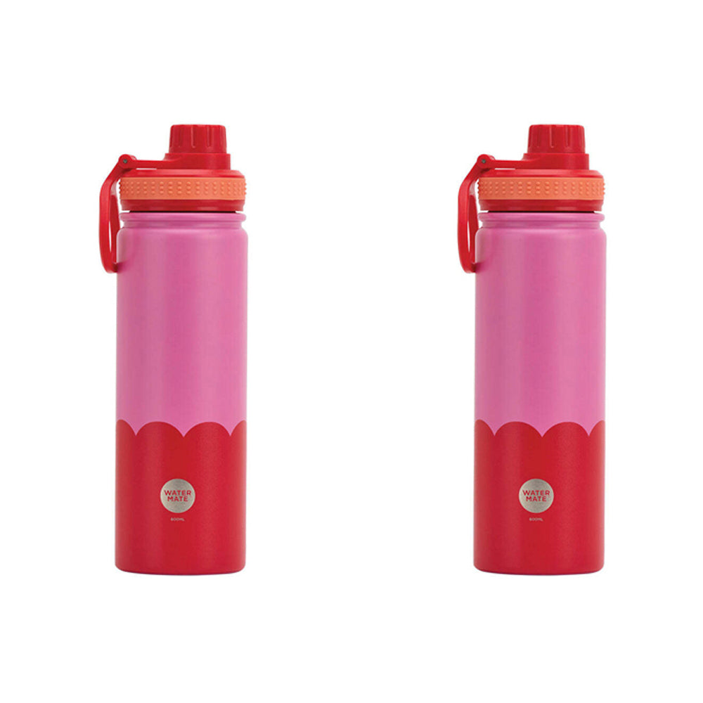 2PK Annabel Trends Watermate Wave 600ml Stainless Steel Bottle Pink Red