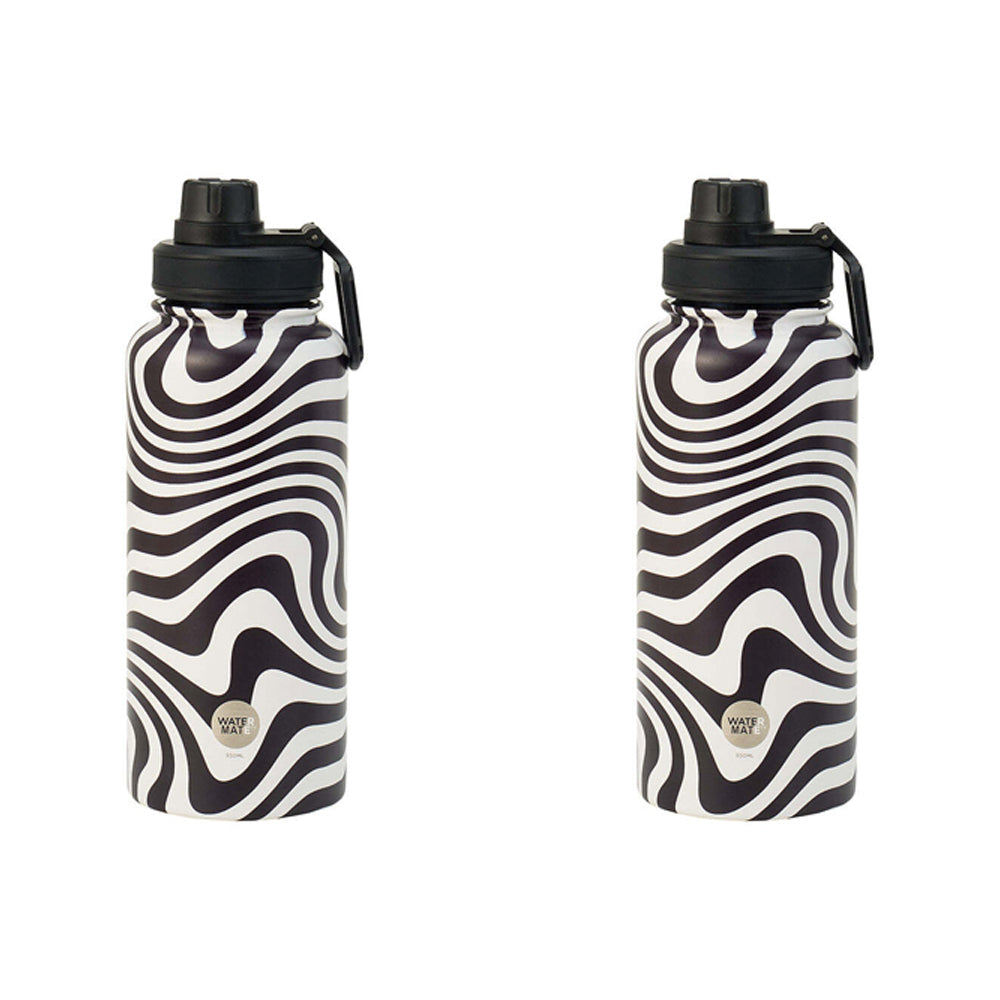 2PK Annabel Trends Watermate 950ml Stainless Steel Bottle Hypnotic Swirls