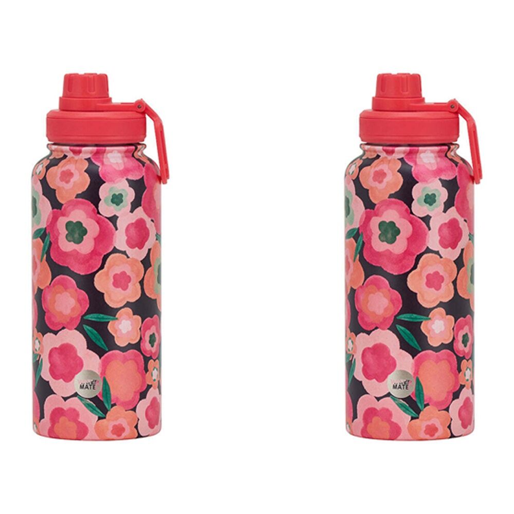 2PK Annabel Trends Watermate 950ml Stainless Steel Bottle Midnight Blooms