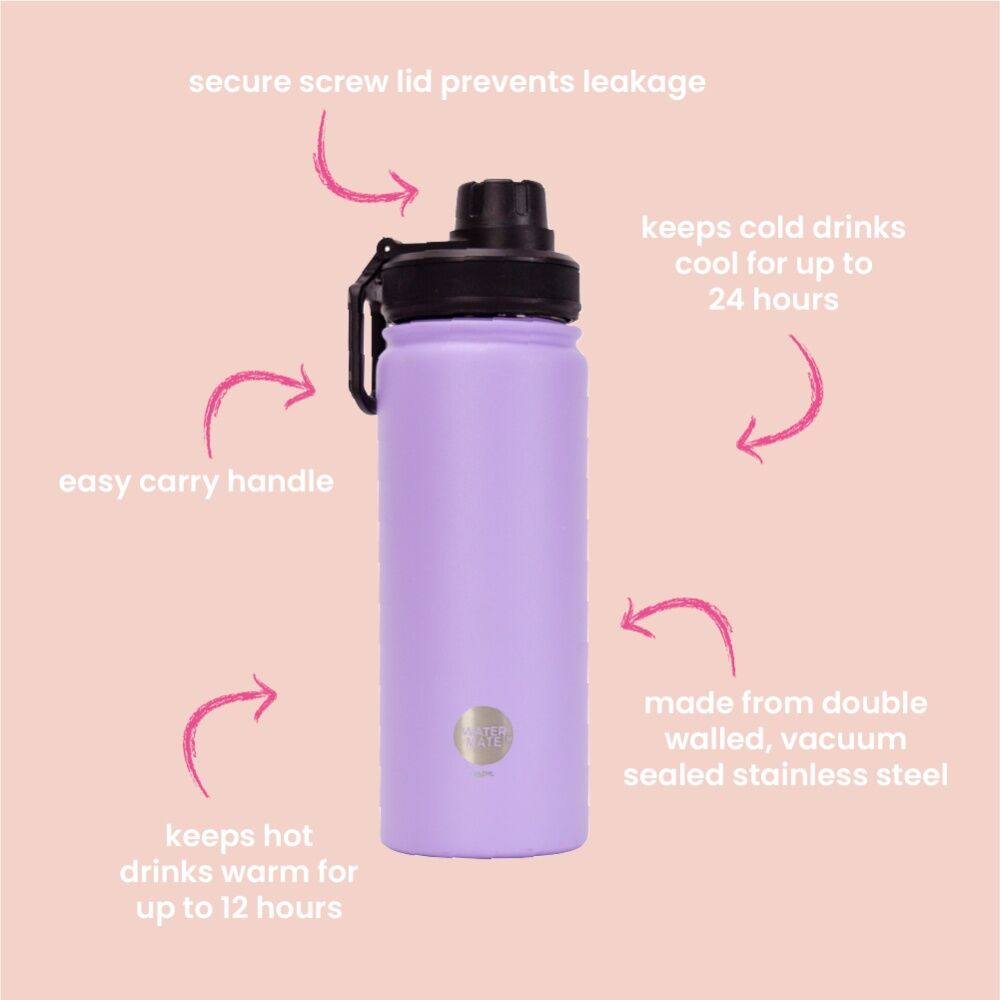 2PK Annabel Trends Watermate 550ml Stainless Steel Bottle Yellow Stripe