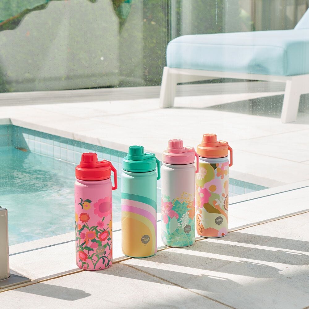 2PK Annabel Trends Watermate 550ml Stainless Steel Bottle Yellow Stripe