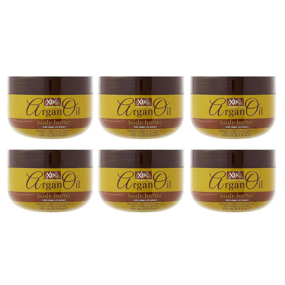 6PK XBC Argan Oil Body Butter Moisturiser 250ml For All Skin Types