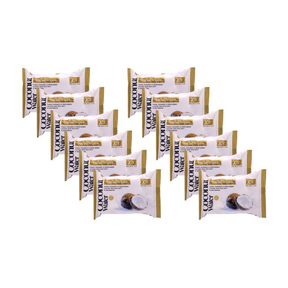 12PK XBC Coconut Water Facial Wet Wipes Tissue Twin Pack Makeup Remover