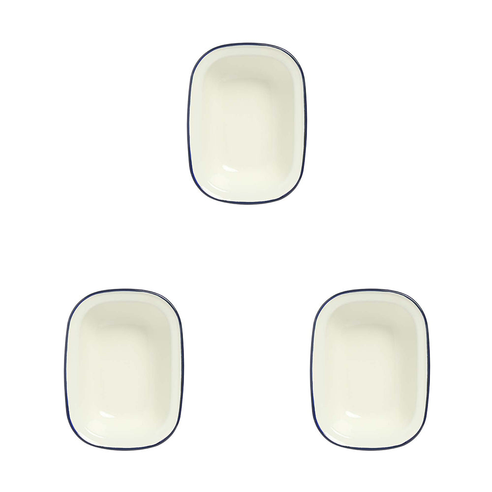 3PK Wiltshire Porcelain Enamel Oblong Pie Dish 400ml Blue