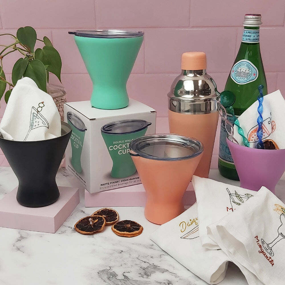 2PK Annabel Trends 250ml Stainless Steel Double Walled Cocktail Cup Gelato Pink