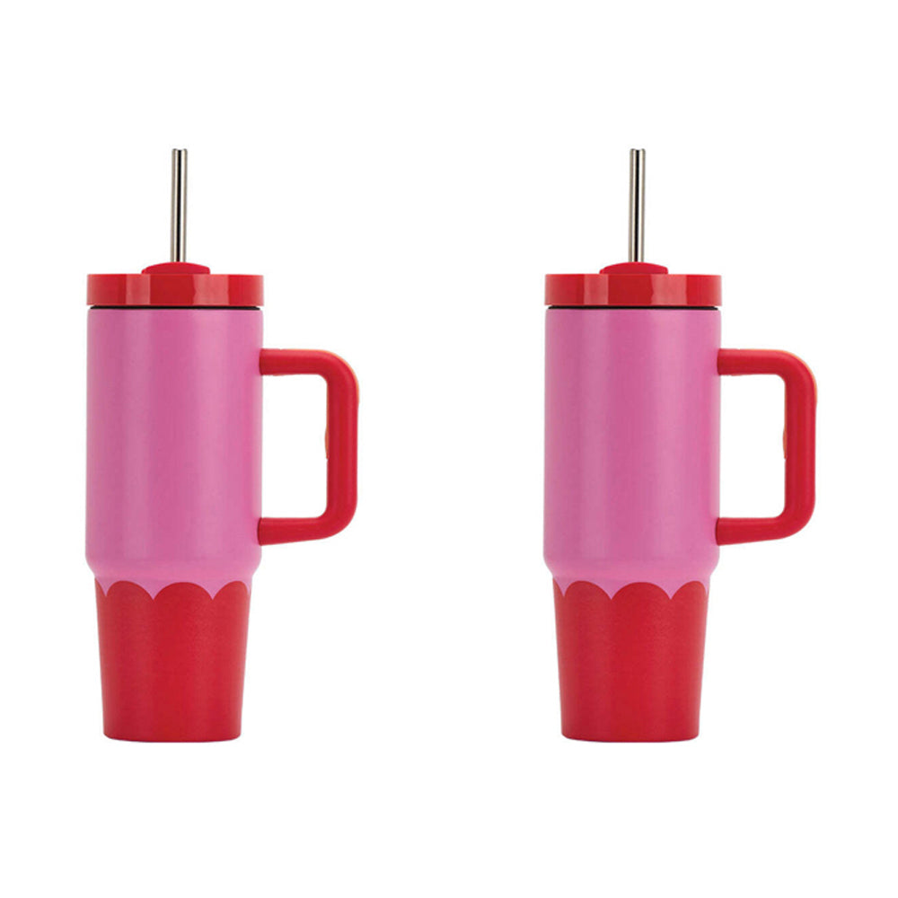 2PK Annabel Trends Super Sip Wave 380ml Stainless Steel Cup - Pink Red