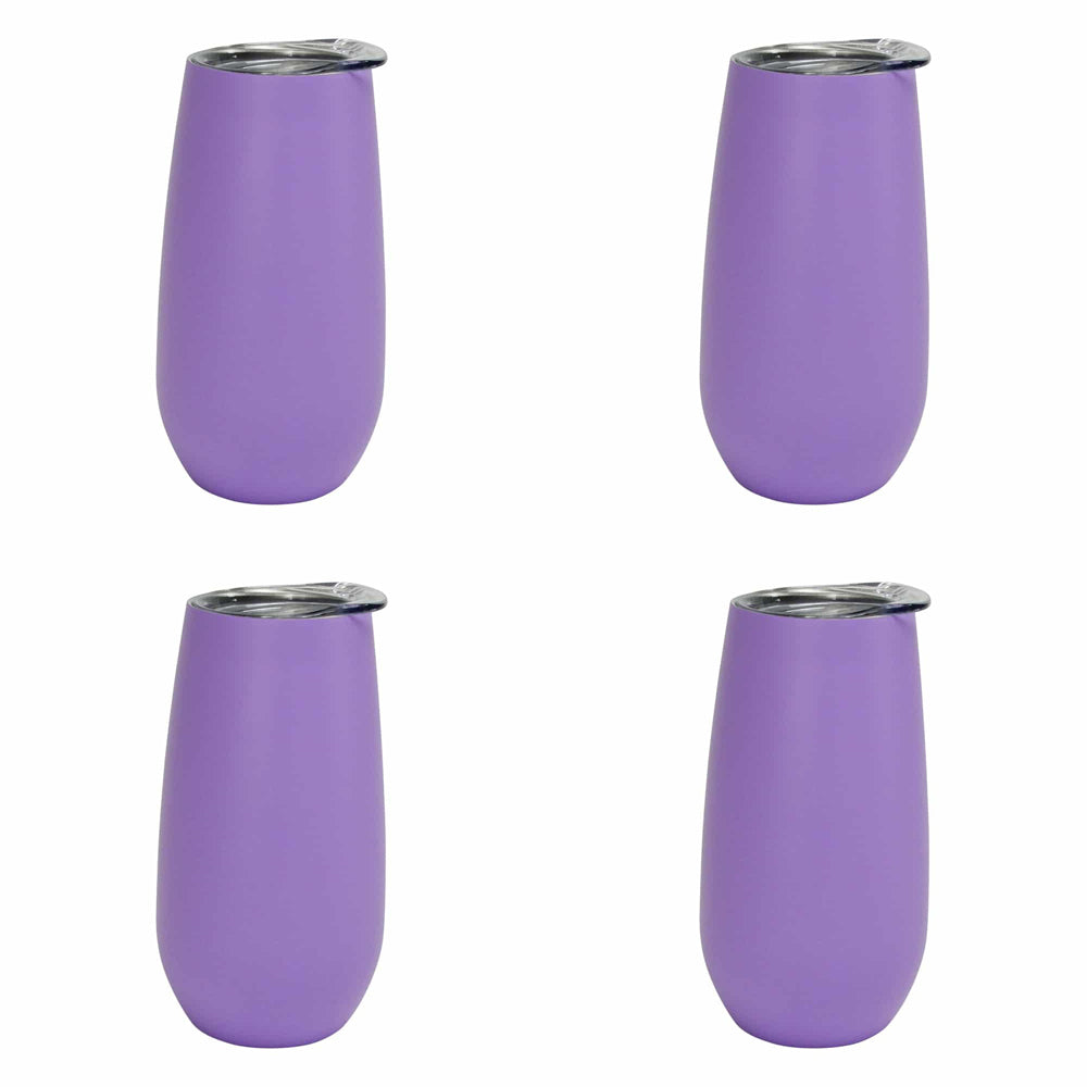 4PK Annabel Trends 175ml Stainless Steel Sparkling Flute Cup - Gelato Purple