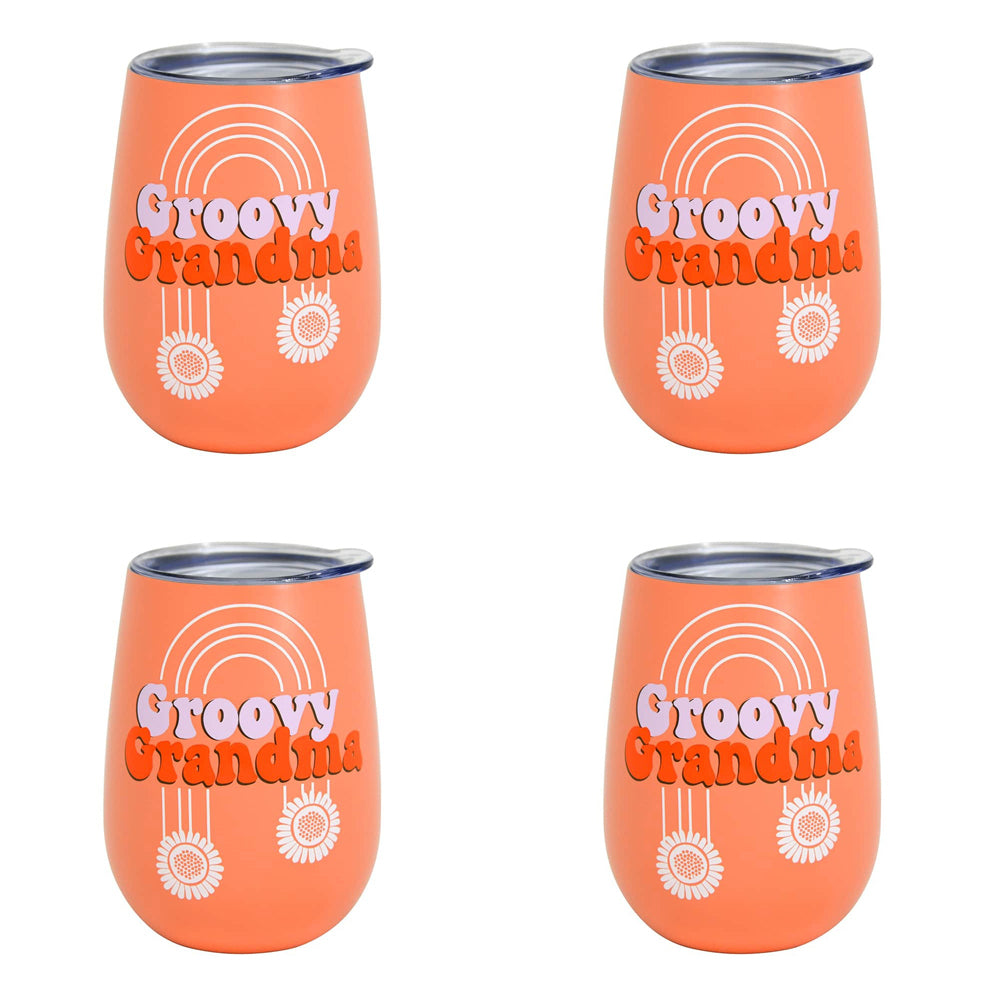 4PK Annabel Trends 295ml Stainless Steel Wine Tumbler - Groovy Grandma