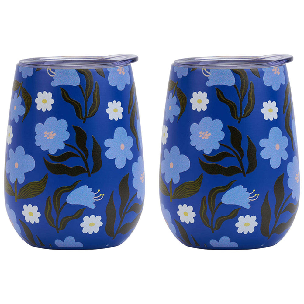 2PK Annabel Trends 295ml Stainless Steel Wine Tumbler - Nocturnal Blooms