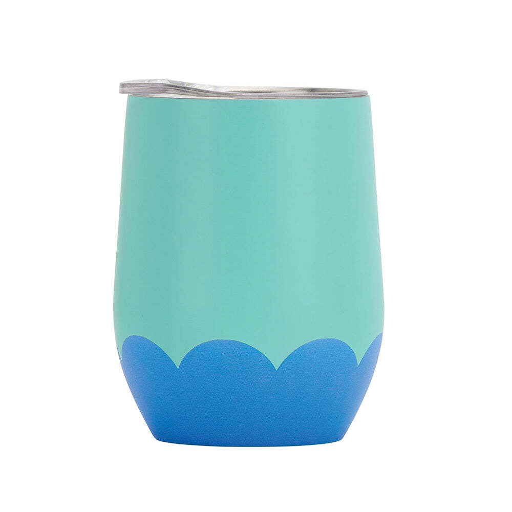 2PK Annabel Trends 295ml Stainless Steel Wave Wine Tumbler - Aqua Blue