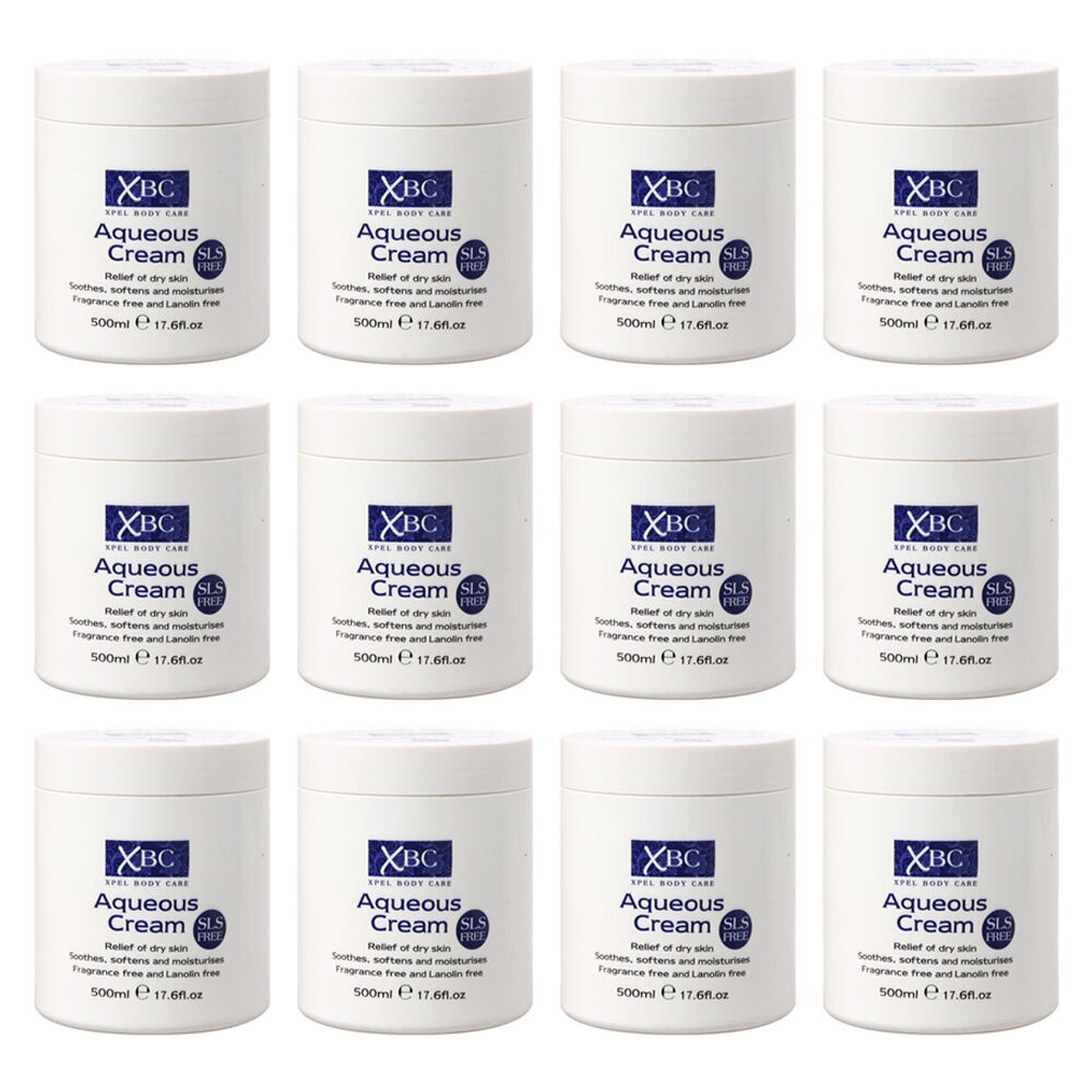 12PK XBC Aquenous Cream Moisturising Lotion Relief For Dry Skin 500ml Fragrance Free