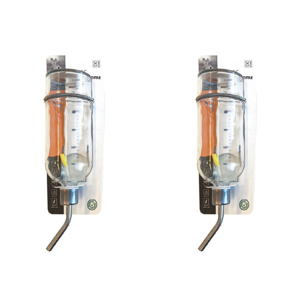 2PK M-Pets 750ml Rabbit/Mouse Cat Pet Glass Drinking Bottle Nozzle Water Dispenser