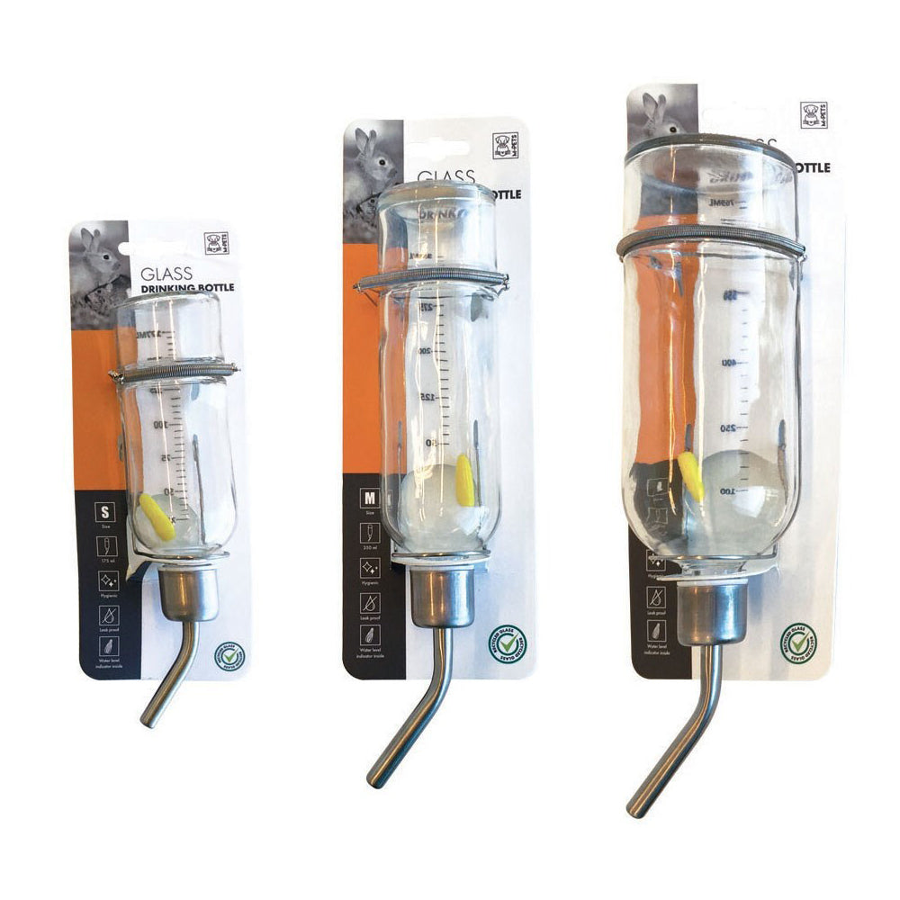 2PK M-Pets 750ml Rabbit/Mouse Cat Pet Glass Drinking Bottle Nozzle Water Dispenser