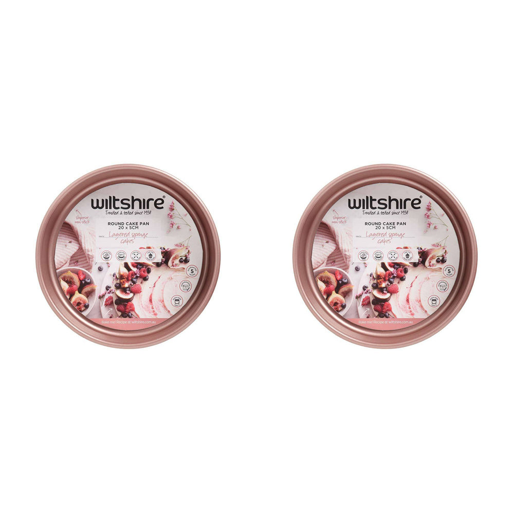 2PK Wiltshire Rose Gold Round Non-Stick Cake Pan Baking Tin 20cm