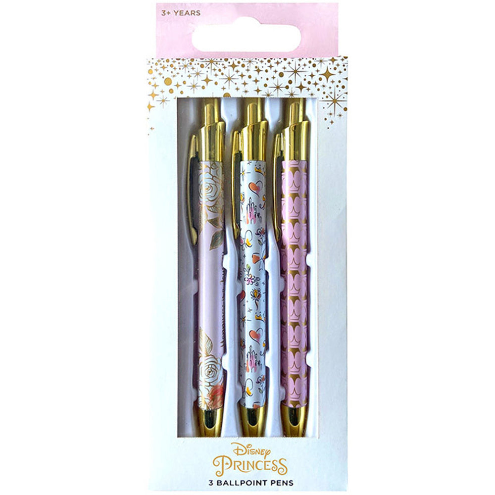 2x 3PK Disney Princess Ballpoint Metal Pen Set Kids 3y+