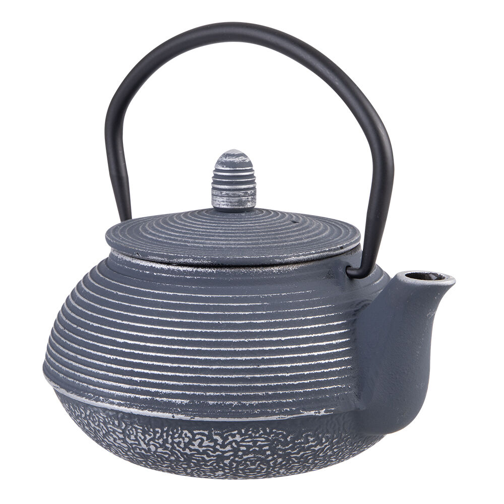 Teaology Traditional Japanese Design Cast Iron Teapot 600ml Dark Blue/Silver