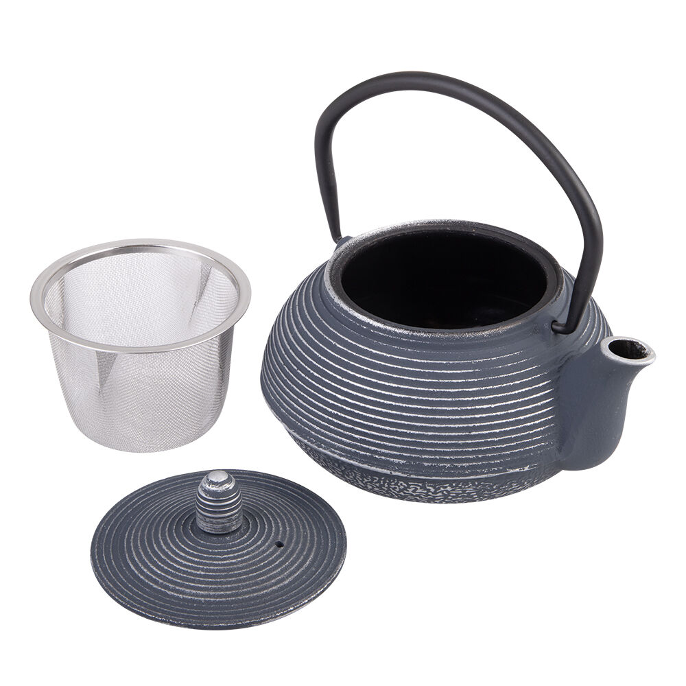 Teaology Traditional Japanese Design Cast Iron Teapot 600ml Dark Blue/Silver