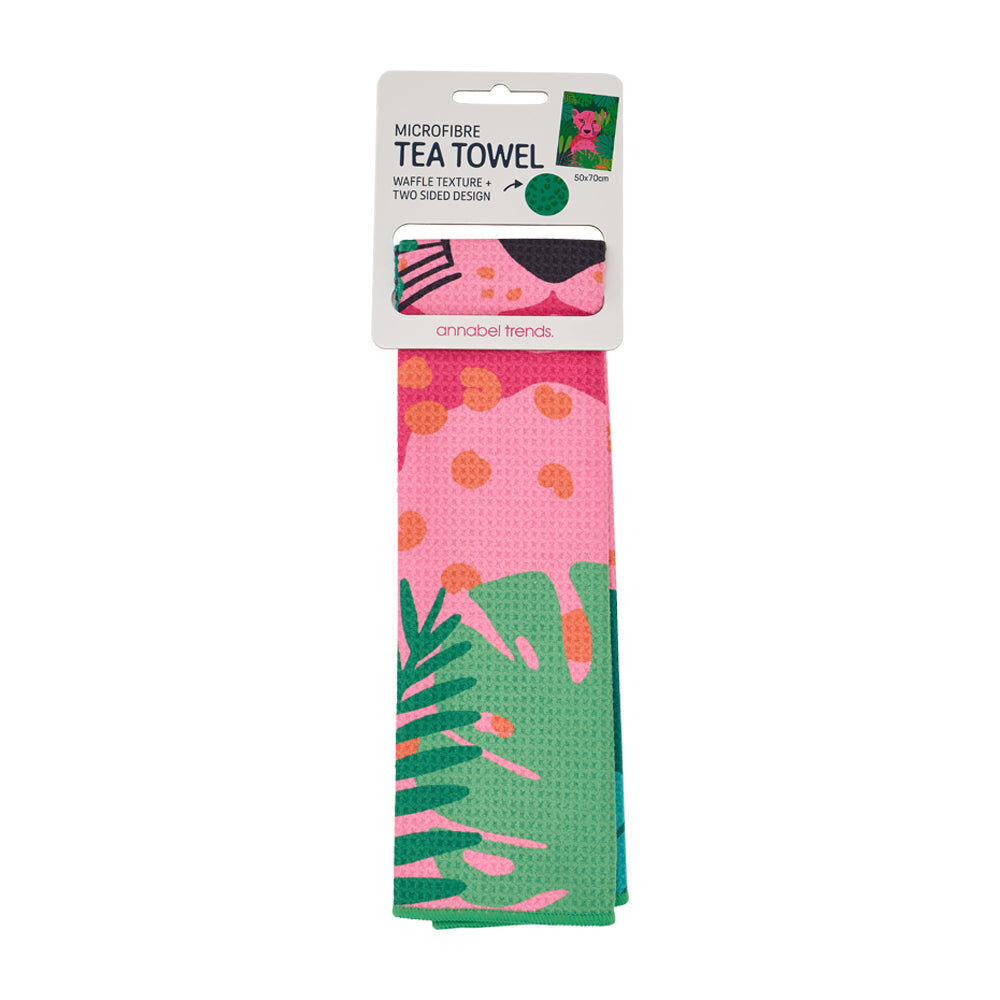 2PK Annabel Trends Waffle Microfibre Tea Towel Rectangular 50x70cm Cheetah