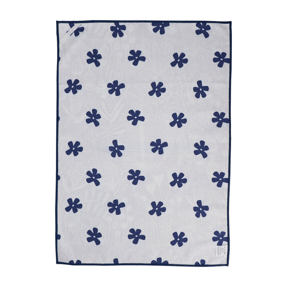 2PK Annabel Trends Waffle Microfibre Tea Towel Rectangular 50x70cm Navy Natives