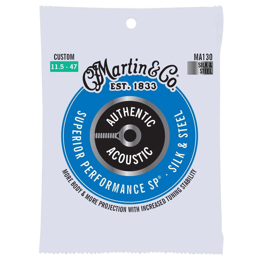 3PK Martin Guitar MA130 Authentic Acoustic Strings Silk & Steel Custom Gauge