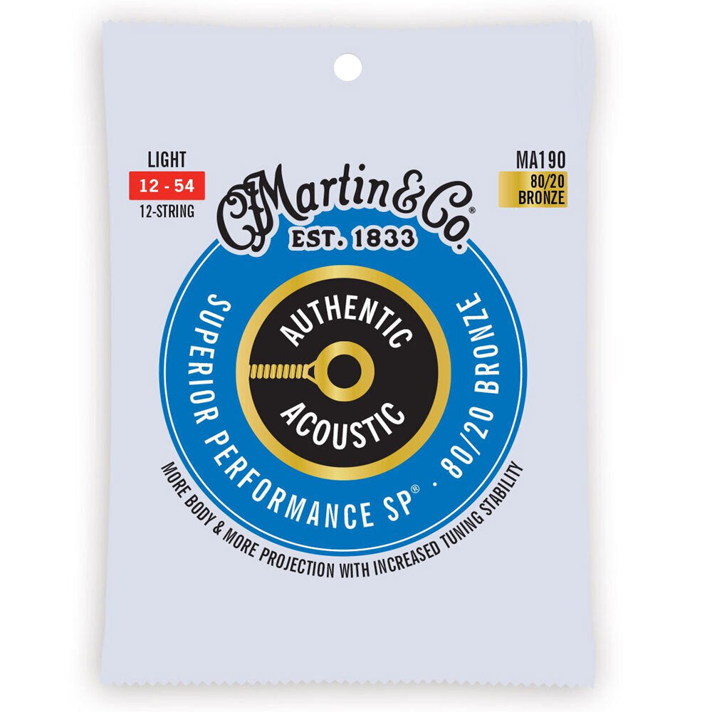 3PK Martin Guitar MA190 Authentic Instrument 12 Strings 80/20 Bronze Light