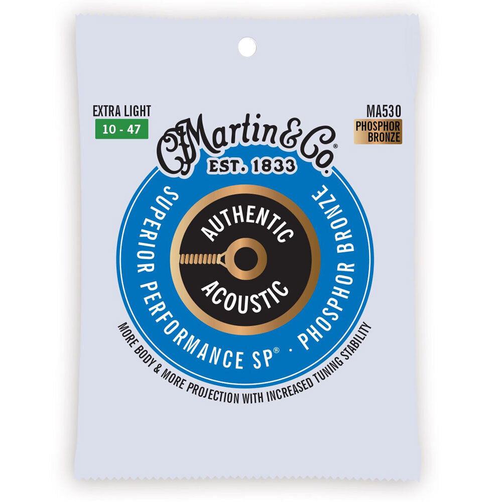3PK Martin Guitar MA530 Authentic Strings 92/8 Phosphor Bronze Extra Light