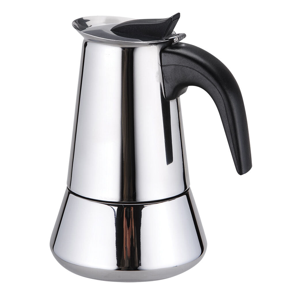 Casabarista Roma Stainless Steel 4 Cups Espresso Coffee Maker Moka Pot Silver