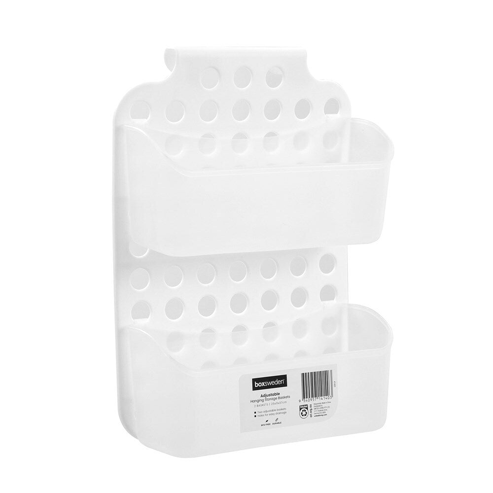 6PK Boxsweden Bathroom Hanging Storage Basket 25x37cm - White