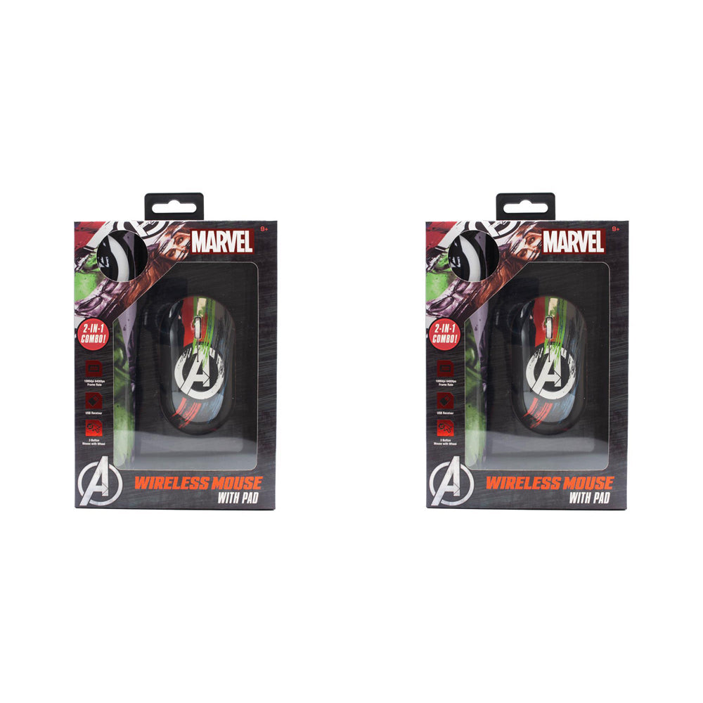2PK Marvel Avengers Bluetooth Wireless Mouse w/ Pad 9y+