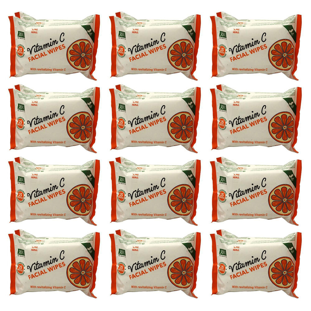 12x 2pc XBC Vitamin C Cleansing & Moisturising Facial Wipes Wet Tissue 25-Sheets