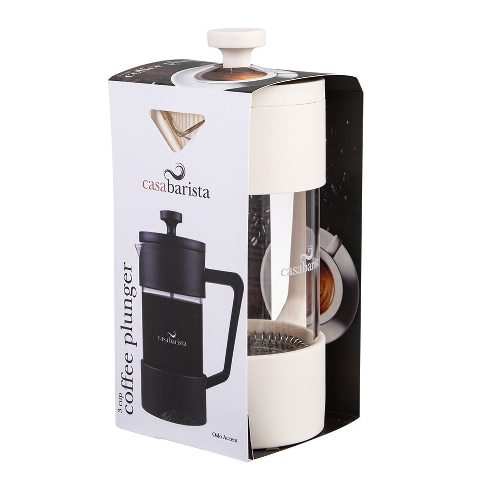 Casabarista Oslo Accent Stainless Steel Coffee Plunger 3 Cup 350ml Cream