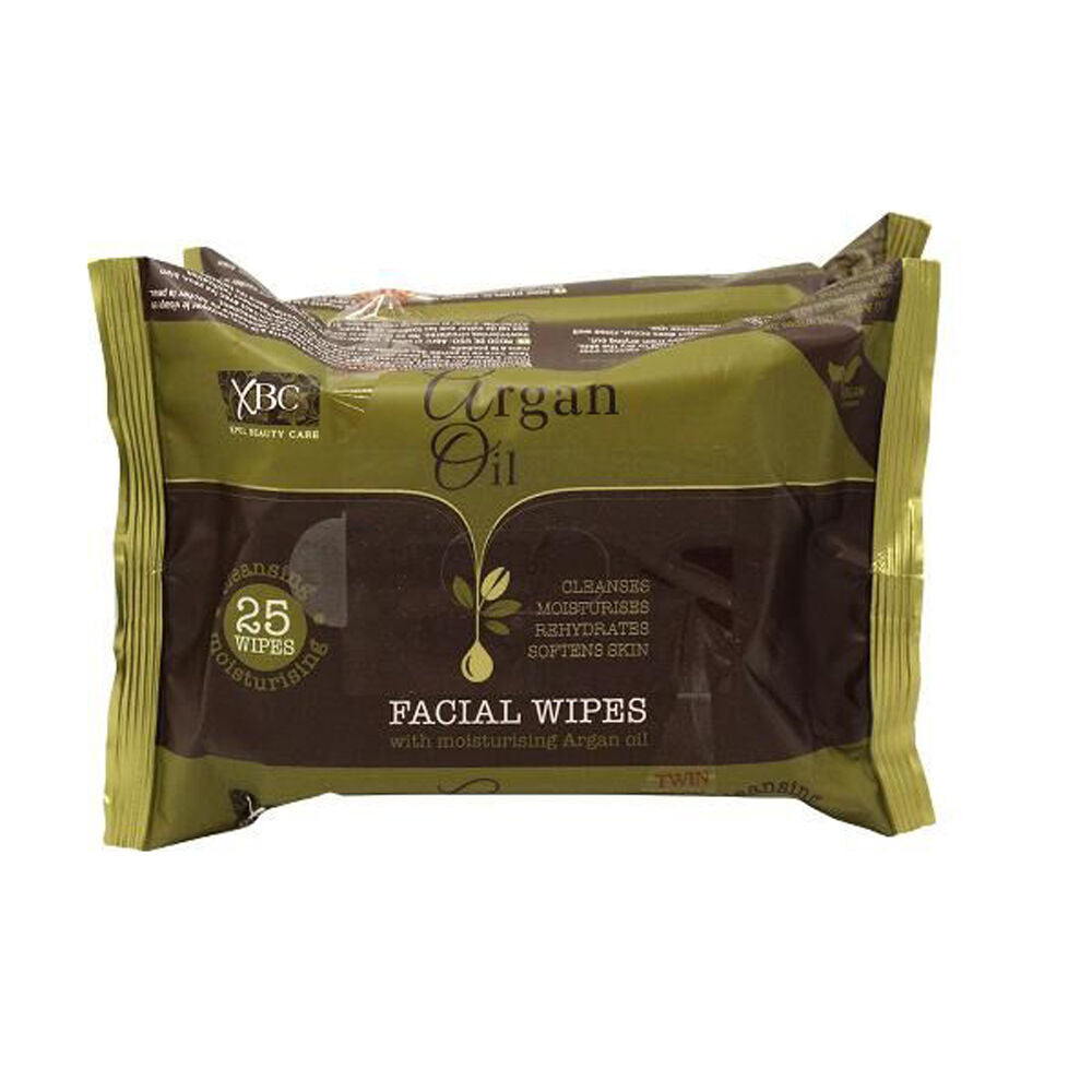12x 2pc XBC Facial Wipes w/ Moisturising Argan Oil For All Skin Type 25-Sheets