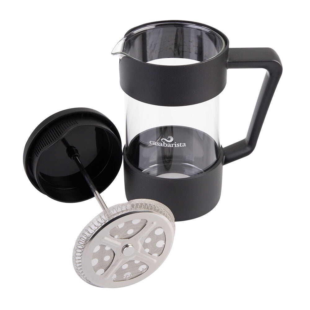 2PK Casabarista Oslo Accent Stainless Steel Coffee Plunger 5 Cup 600ml Black