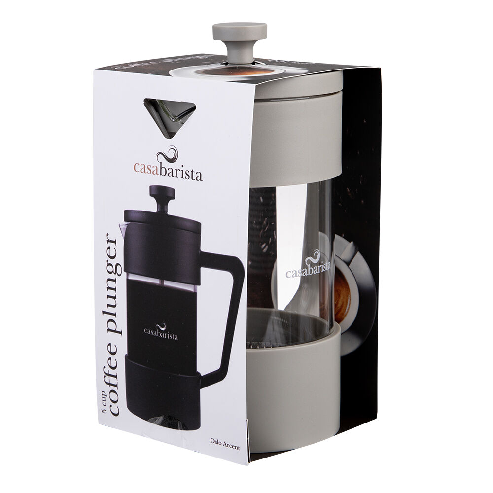 Casabarista Oslo Accent Stainless Steel Coffee Plunger 5 Cup 600ml Taupe