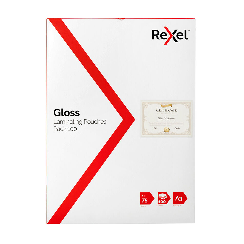 2x 100pc Rexel A3 2x75-Micron Gloss Laminating Pouches