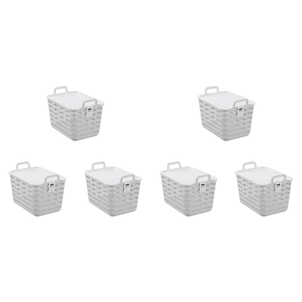 6PK Boxsweden Woven Tote Basket Lidded 14L/33cm - Assorted