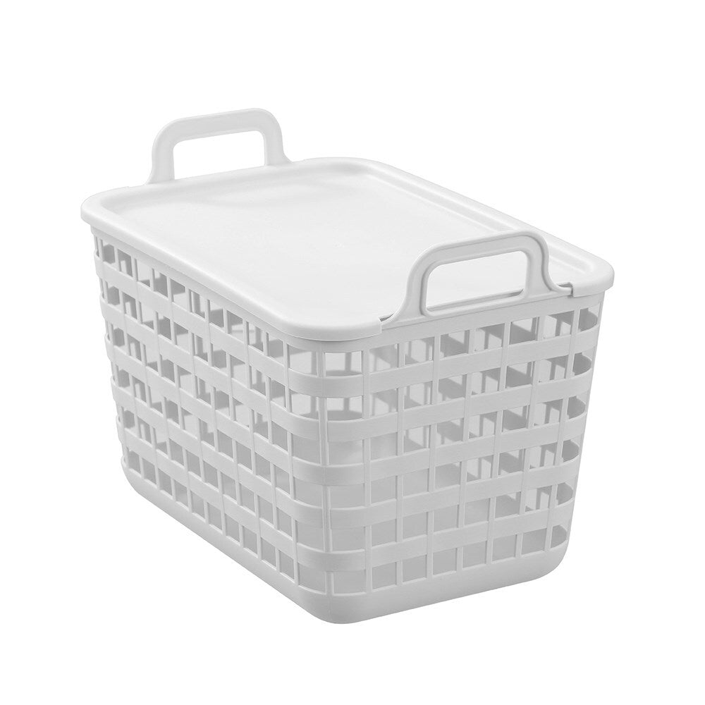 6PK Boxsweden Woven Tote Basket Lidded 14L/33cm - Assorted